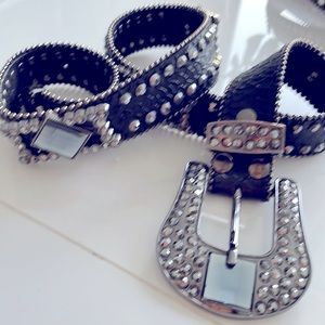 Rhinestone black belt